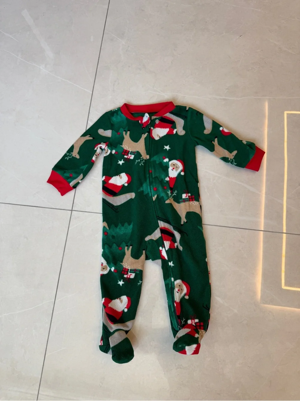 Carter's Baby Santa & Reindeer Fleece Footed Pajamas.